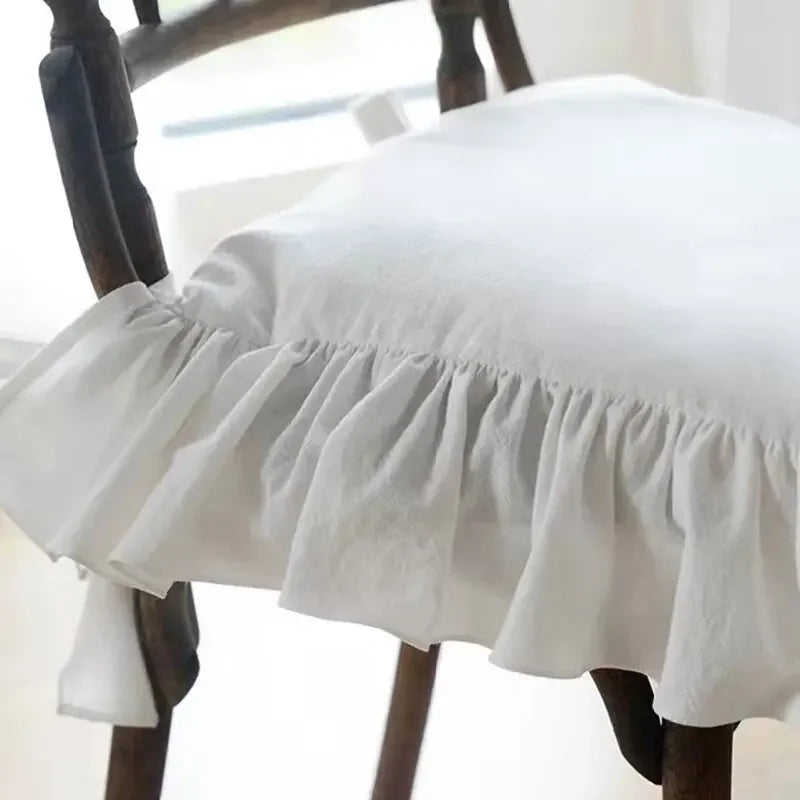 Qfdian White Chair Cover Household Lace Ruffled Seat Slipcovers Living Room Kitchen Office Removable Washable Protector Cushions Covers