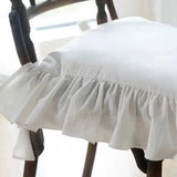 Qfdian White Chair Cover Household Lace Ruffled Seat Slipcovers Living Room Kitchen Office Removable Washable Protector Cushions Covers