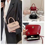 Qfdian Women Shoulder Bags New Bow Small Niche Simple High Quality Single Crossbody Bags Small Square Handbags and Purse