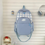 Qfdian Y2k Aesthetic Contrast Color Plaid Schoolbags Women Preppy Kawaii All Match Ita Bags Transparent High-capacity Student Backpacks