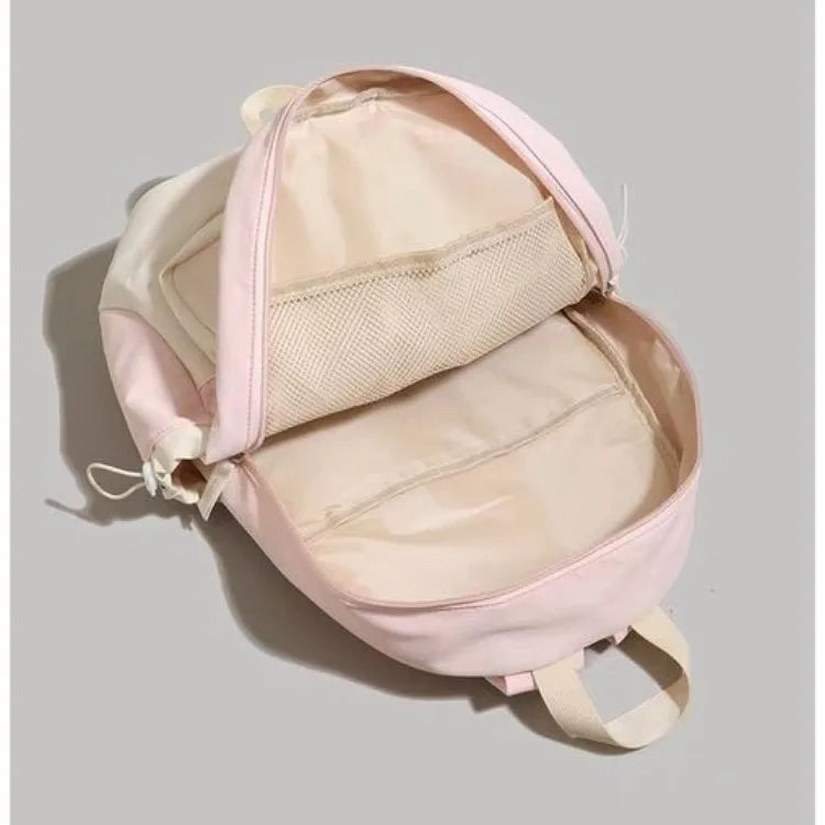 Qfdian Patchwork Contrast Color Preppy Zipper Backpack Sweet Y2k Aesthetic Chic Fashion Backpacks High-capacity Casual Schoolbags Women