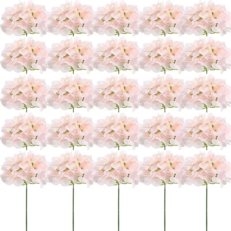 Qfdian 25PCS Hydrangea Artificial Flowers  Silk Hydrangea Heads Flowers for DIY Wedding Centerpiece Home Party Decoration