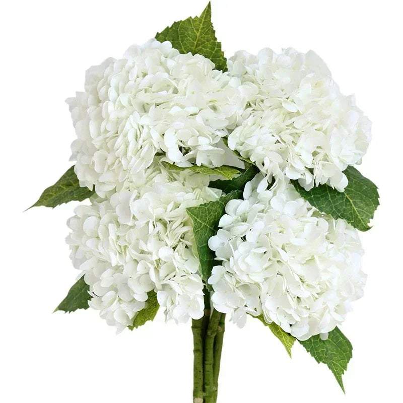 Qfdian 4 pcs Hydrangea Artificial Flowers Real Touch Latex Artificial Hydrangea for Wedding Bouquet Party Home Decor