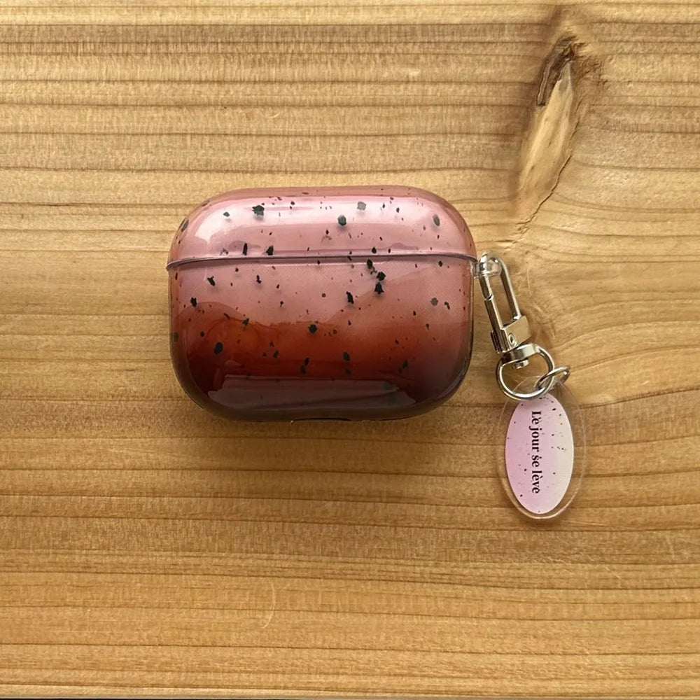 Qfdian Pink Brown Gradient Transparent Splashing Ink Design Soft Cover Case for Airpods 1/2/3/4 Pro 2nd Fashion Simplicity Style Coque