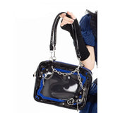Qfdian Y2k Aesthetic Patchwork Chain Women's Handbags Vintage Fashion Punk Gothic Underarm Bag Streetwear Transparent Shoulder Ita Bags