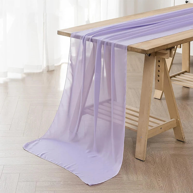 Qfdian Sage Green Chiffon Table Runner Gauze Rustic Sheer Table Decor for Romantic Bridal Baby Shower Birthday Party Wedding Decoration