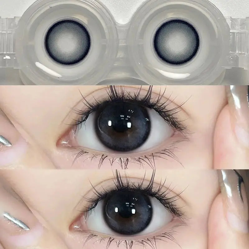 Qfdian Myopia Blue Color Contact Lenses Black Pupil 6months 1pair Cosmetic Lenses