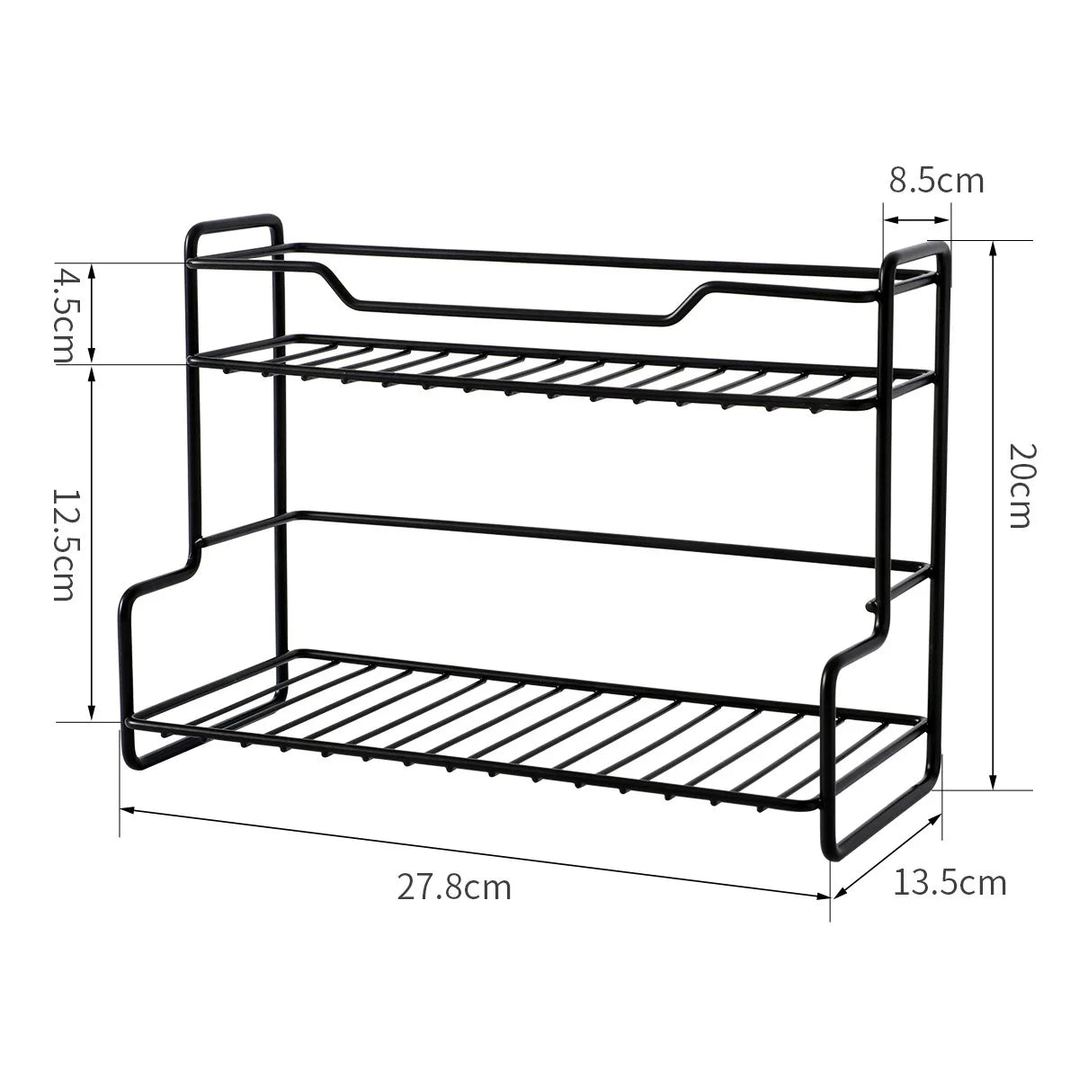 Qfdian Kitchen Countertop Storage Rack Spice Shelf Versatile Stainless Steel Storage Basket for Bathroom Toiletries Cup Organizer Racks
