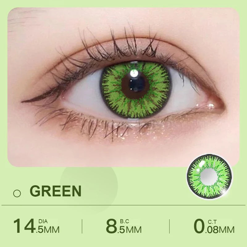 Qfdian 2Pieces Color Contact Lenses Bueatiful Pupil Cosmetic Circle Lens Yearly Cosplay Colour Contacts