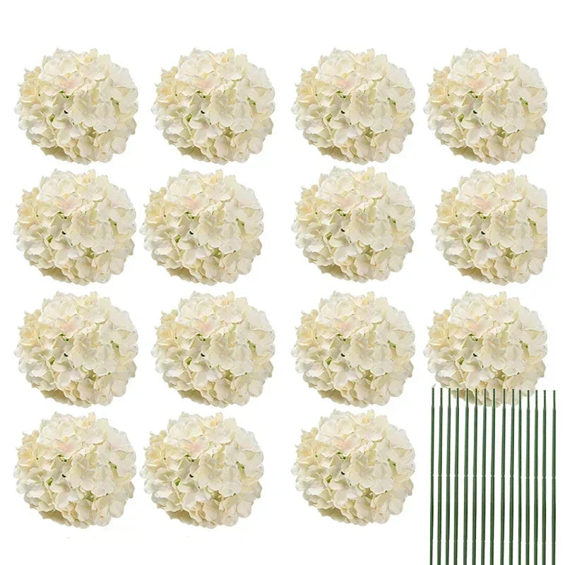 Qfdian Silk Hydrangea Flowers 54 Petals Artificial Hydrangeas with Stem for Flower Arrangement Table Decor Wedding Home Decoration