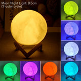Qfdian 8cm Moon Lamp LED Night Light Battery Powered With Stand Starry Lamp Bedroom Decor Night Lights Kids Gift Moon Lamp