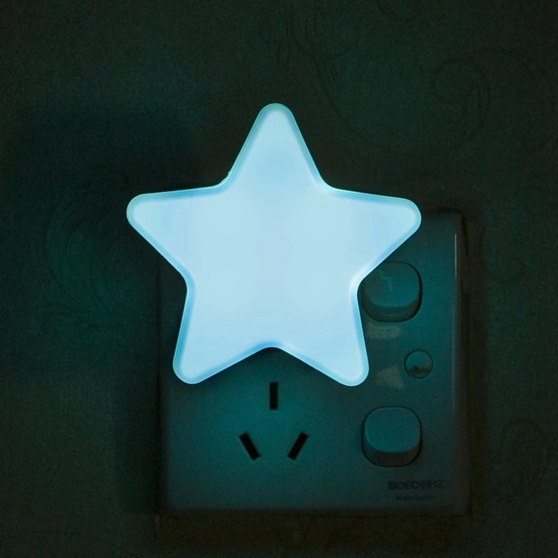 Qfdian LED Stars Night Lights EU/US Plug Night Lamp Light Home Decoration Bedroom Bedside Baby Room Living Room Corridor Lighting