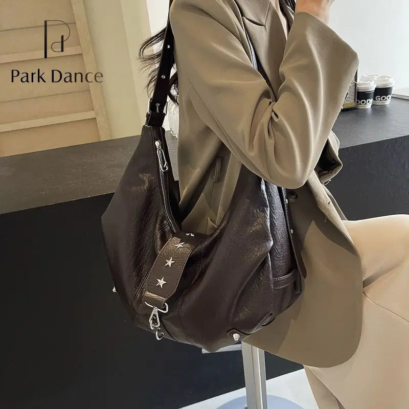 Qfdian Luxury Design Elegant Casual Women's Handbags Y2k Aesthetic Office Lady Underarm Bag Vintage Grunge All Match Ins Shoulder Bags