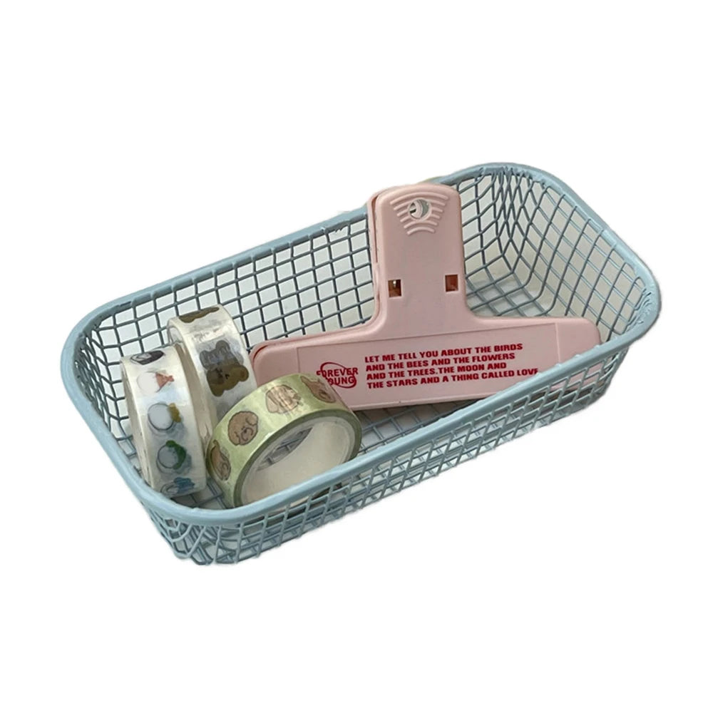 Qfdian Desktop Storage Basket INS Metal Sundries Organizer Basket Photocard Case Office Stationery Home Supplies Make Up Sorting Holder