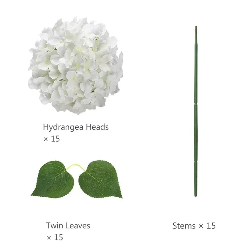 Qfdian Silk Hydrangea Flowers 54 Petals Artificial Hydrangeas with Stem for Flower Arrangement Table Decor Wedding Home Decoration