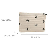 Qfdian Cute Makeup Bag with Zipper Large Capacity Cosmetic Bag Embroidery Bow Wash Storage Bag