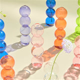 Qfdian Retro Glass Spherical Colorful Vase