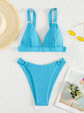 Women's Fashion Bikini Set, Sporty Swimwear, Two-Piece Beachwear, Ring-Linked Bathing Suit