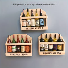 Charming Miniature Cabinet Magnets - Elegant Wood Rectangular Fridge Magnets for Kitchen, Office, and Home Decoration, Adorable Beverage Bottle-Shaped Magnet Set for Christmas and Thanksgiving, Multipack