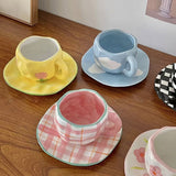 Qfdian Retro Handpainted Cup & Saucer Set