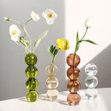 Qfdian Retro Glass Spherical Colorful Vase