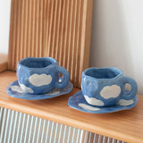Qfdian Retro Handpainted Cup & Saucer Set