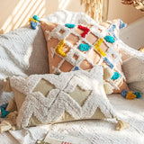Qfdian Bohemian Geometry Tufted Pillow