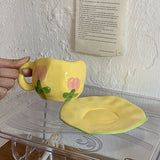 Qfdian Retro Handpainted Cup & Saucer Set