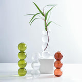 Qfdian Retro Glass Spherical Colorful Vase