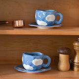 Qfdian Retro Handpainted Cup & Saucer Set
