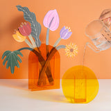 Qfdian Geometric Colorful Acrylic Flower Vase