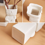 Qfdian Nordic Playful Cat Ceramic Vase