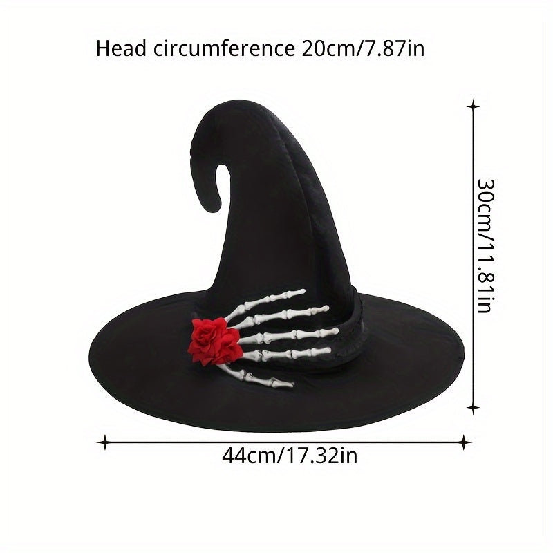 Black Witch Hat For Halloween - Perfect For Costume Parties & Cosplay, Durable Polyester