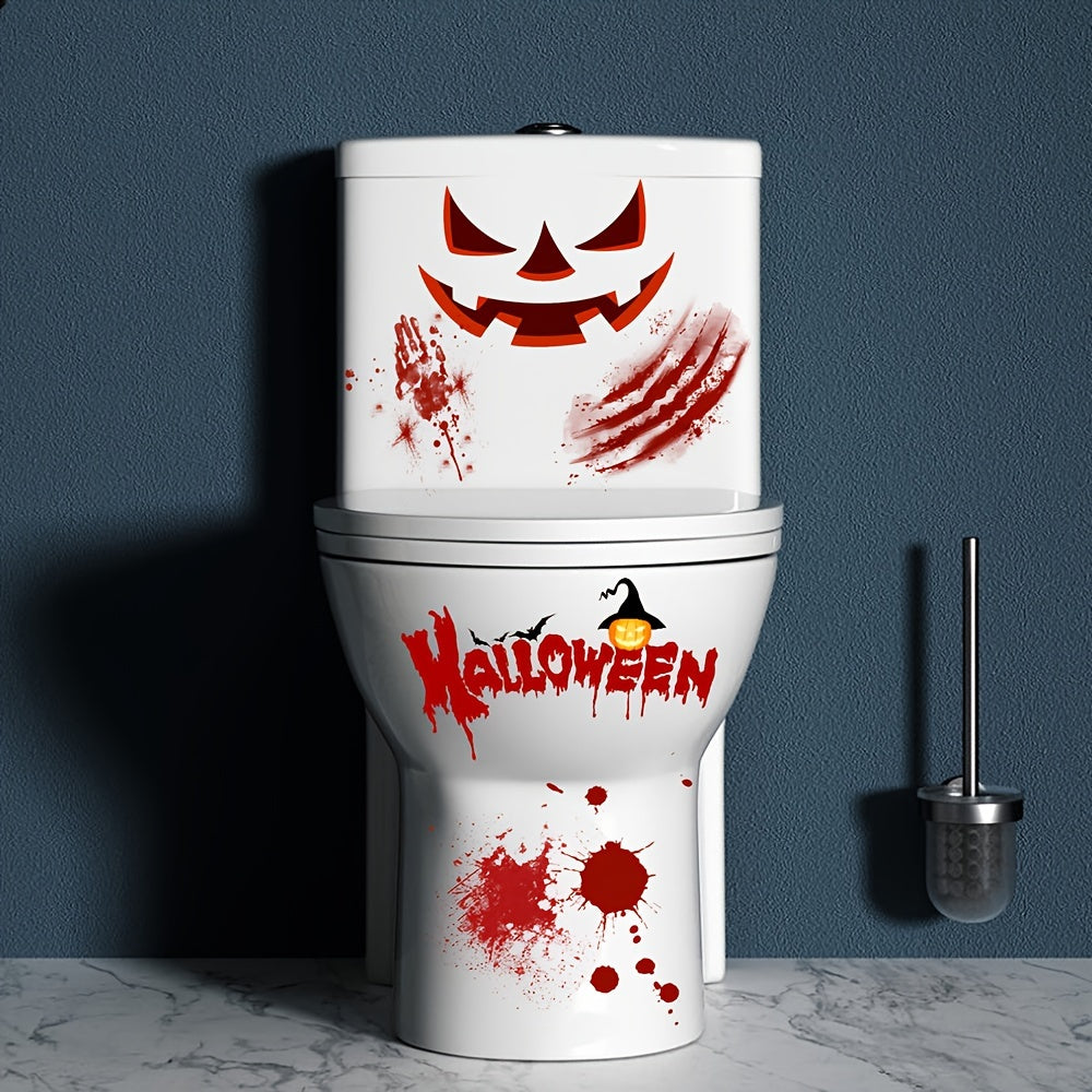 Spooky Halloween Toilet Decal - Self-Adhesive, Waterproof Bathroom Sticker for Party Decor