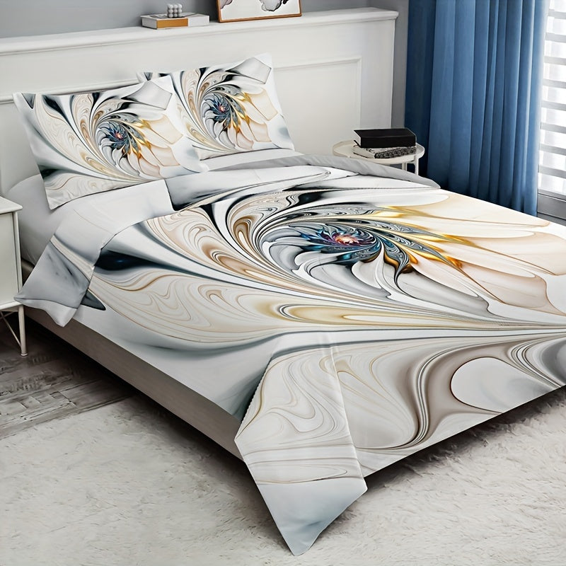 3-Piece Luxury Marble Print Duvet Cover Set - Ultra-Soft & Comfortable Bedding with 1 Duvet Cover and 2 Pillowcases, Ideal for Bedroom & Guest Room Enhancements