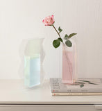 Qfdian Minimalist Fluted Acrylic Flower Vase