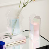 Qfdian Minimalist Fluted Acrylic Flower Vase