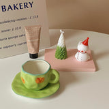 Qfdian Retro Handpainted Cup & Saucer Set