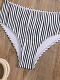 Chic Striped Two-Piece Swimsuit Set for Women - High Stretch, Crisscross Halter Top & High-Waist Bottoms, Machine Washable
