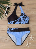 Romantic Floral Halter Bikini Set - Backless & Stretchy Tie Neck - 2 Piece Swimwear for Women - Perfect for Valentines Day