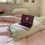 Qfdian Pastel Pillowcase With Ties Bedding Set