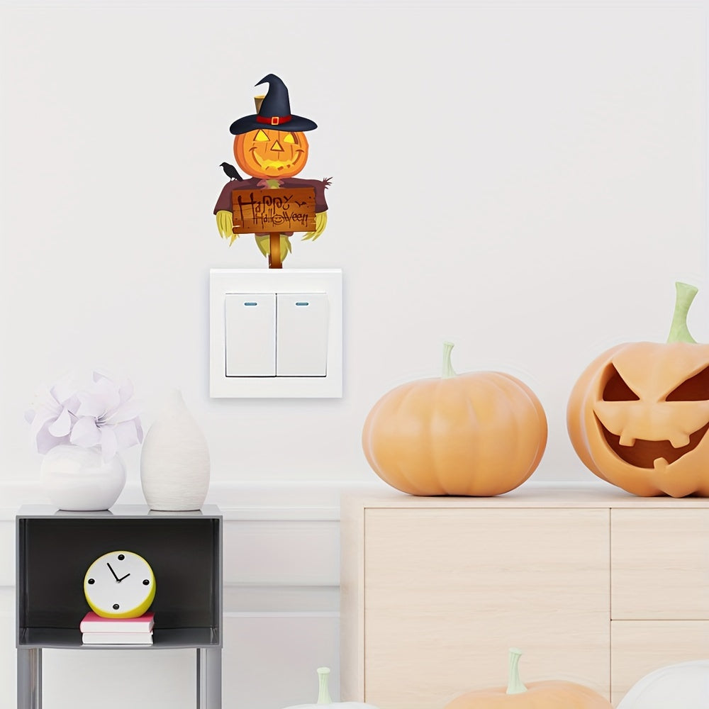 1pc, Halloween-themed English Pumpkin Wall Stickers PVC Living Room Switch Decoration Stickers, Holiday Party Decoration, Holiday Party Gift