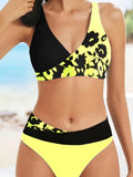 Romantic Floral Halter Bikini Set - Backless & Stretchy Tie Neck - 2 Piece Swimwear for Women - Perfect for Valentines Day