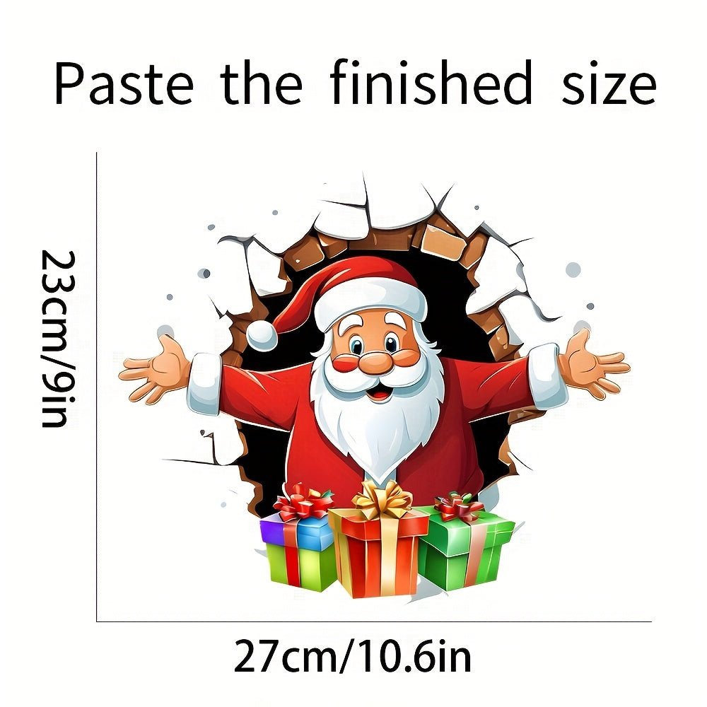 3D Santa Claus Toilet Sticker, Christmas Bathroom Decor, PVC Self-Adhesive Ceramic Toilet Tank Cover Decal, Reusable, Rectangular, Semi-Matte Finish