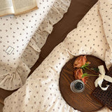 Qfdian Rural Life Dark Brown Ruffled Bedsheet Set
