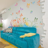 Colorful Leaves & Butterfly Wall Decals - Removable, Waterproof Home Decor Stickers for Bedroom, Living Room, and More - Matte Finish, Easy Apply on Any Smooth Surface