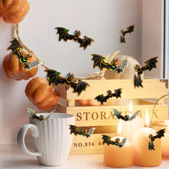 Classic Shimmery 3D Bat Wall Decals, 12-Piece Set, Polyvinyl Chloride, Ceramic Surface Compatible, Single-Use, Self-Adhesive Halloween Wall Decorations