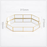 Qfdian Gold Lining Polygon Mirror Tray