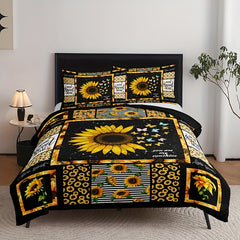 3pcs Sunflower Flower Print Duvet Cover Set - Vibrant Fashion Pastoral Style, Ultra-Soft and Breathable Fabric, Complete Set with 1 Duvet Cover and 2 Pillowcases, Perfect for Bedrooms and Guest Rooms