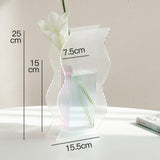 Qfdian Minimalist Fluted Acrylic Flower Vase